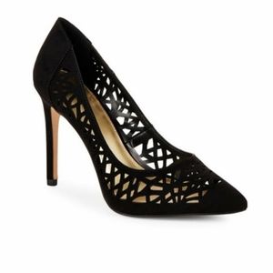 BCBGeneration black suede cutout pumps